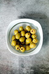 Anchovy-stuffed olives in a bowl