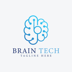 Brain technology logo designs concept, techno brain logo template