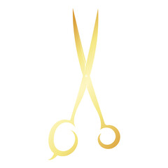 Golden scissors silhouette hairstylist and tailor