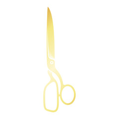 Golden scissors sign of hairstylist and tailor