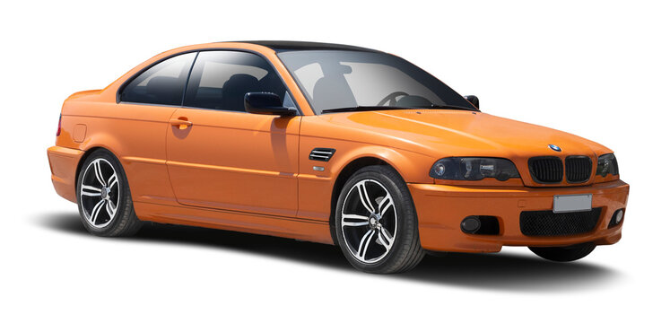 BMW E46 M3 sport coupe car isolated on transparent background. PNG	
