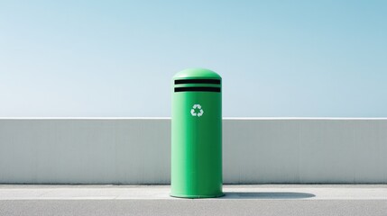 minimalistic photo of recycling bin in urban setting