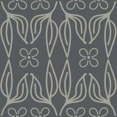 Fototapeta premium Vintage seamless floral pattern background, abstract leaf flower.