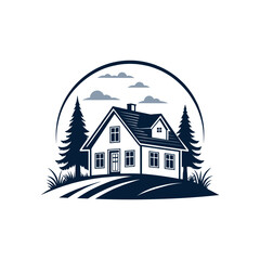 home silhouette logo vector line art logo design