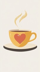 Fototapeta premium A warm cup of coffee with a heart design.