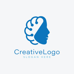 Brain technology logo designs concept, techno brain logo template