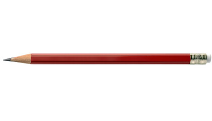 Red Pencil on a White Background for School or Art Projects on transparent background