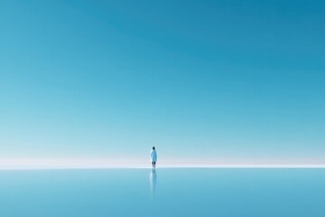 minimalistic portrait of individual any race age or gender with blurred background for copy space