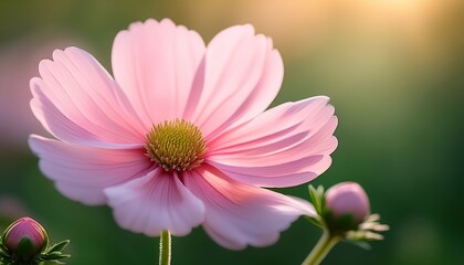 Obraz premium delicate pink flower with green background showing natural beauty and soft colors in spring