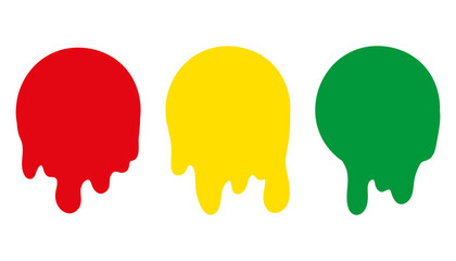 Set of colorful melted circles. Melting geometric shapes in flat style, forming a creative badge collection. Ideal for modern design and unique visuals.