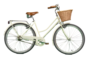 Fototapete Rund Vintage-style, cream-colored bicycle with a basket © Dewi
