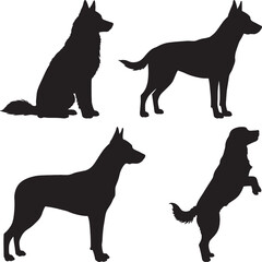 Silhouettes of Dogs in Various Poses