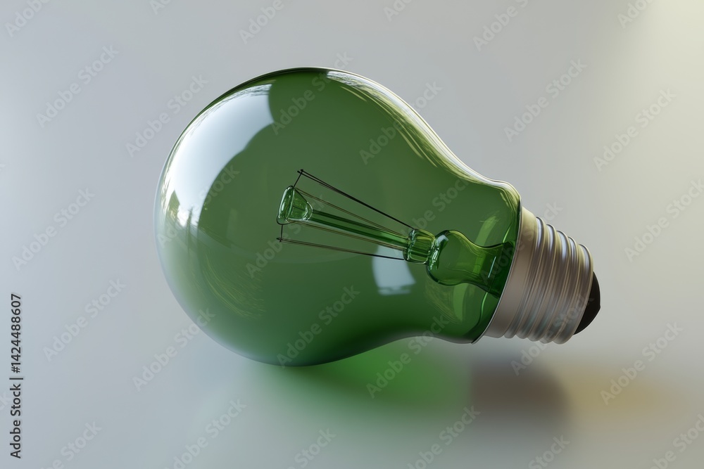 Poster the idea of energy efficiency is symbolized by a modern light bulb positioned on a minimalistic back