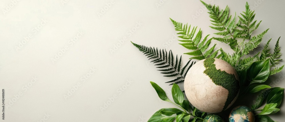 Aufkleber flat lay of various plants and objects arranged on a white background.