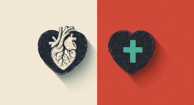 The postcard for World Hypertension Day, May 17, showcases a minimalist illustration of a red heart with an ECG line, set against a split red and white background and paired with a green medical