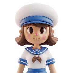 Cheerful cartoon girl in sailor outfit.