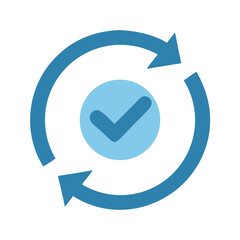Circular Arrow with Checkmark Icon Representing Completion and Successful Rotation