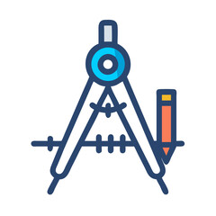 Compass Tool Icon Representing Precise Design and Geometric Measurement