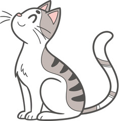 Cute Smilling Cat Vector Art Closed Eyes