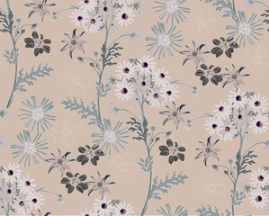 Colorful flower seamless pattern for fabric, wrapping paper and prints	