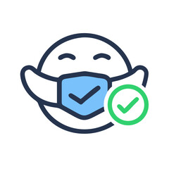 Fototapeta premium Face Mask with Checkmark Icon Representing Approved Safety and Health Protection