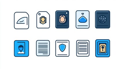Security icons; digital privacy; data protection; white background; website design