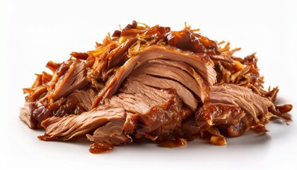 barbecue pulled pork isolated on a white white background