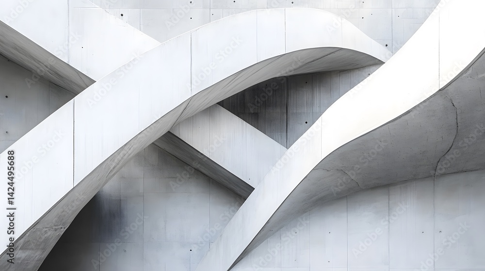 Aufkleber Modern architecture concrete curves creating abstract shapes