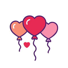 Heart Balloons Icon Representing Party and Festive Celebration of Love