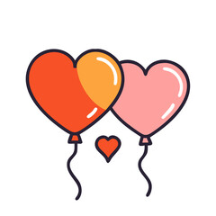 Heart Balloons Icon Representing Party and Festive Celebration of Love
