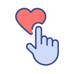 Fototapeta premium Heart with Finger Tap Icon Representing Emotional Interaction and Digital Affection