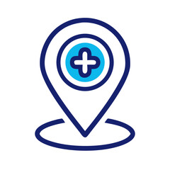 Obraz premium Location Pin with Plus Icon Representing Nearby Places and Points of Interest
