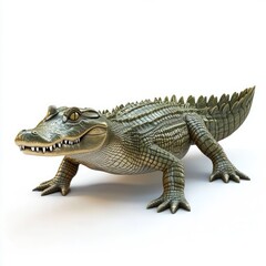 Obraz premium Cartoonish alligator illustration against a white background.