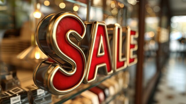A bright sale sign attracts curious shoppers to the lively store