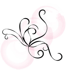 Elegant Black Swirls with Pink Watercolor Background