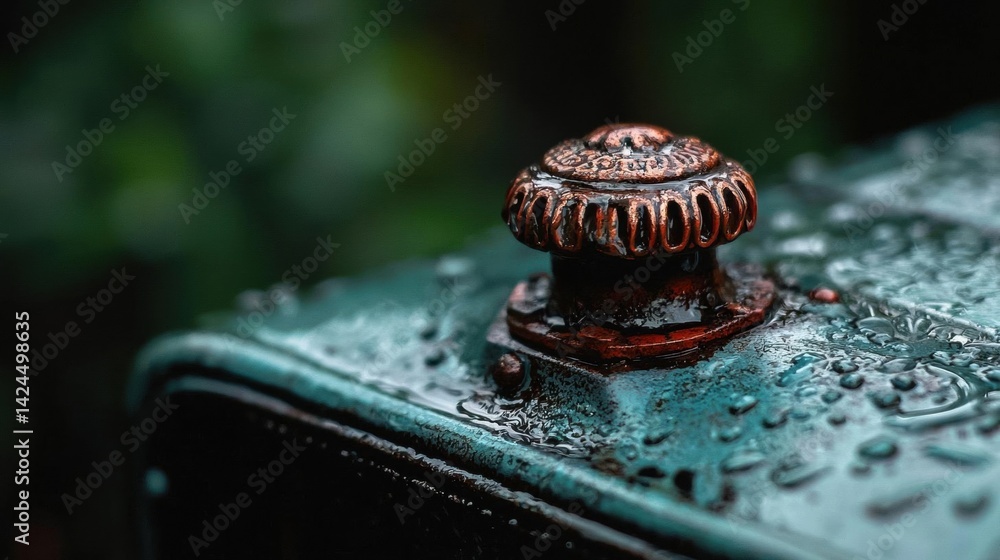 Fototapete close-up of a rusty metal object, which appears to be a part of a larger structure. the object is co