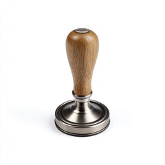 Metal and wood stamp isolated on white background