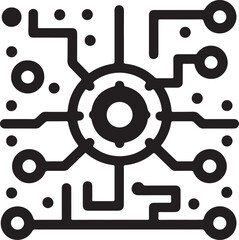 Fototapeta premium Silhouette vector of a circuit diagram icon, representing electrical circuits, schematics, and technology design for electronic systems.