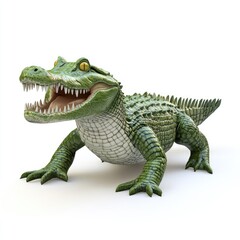 Green alligator in a dynamic pose.