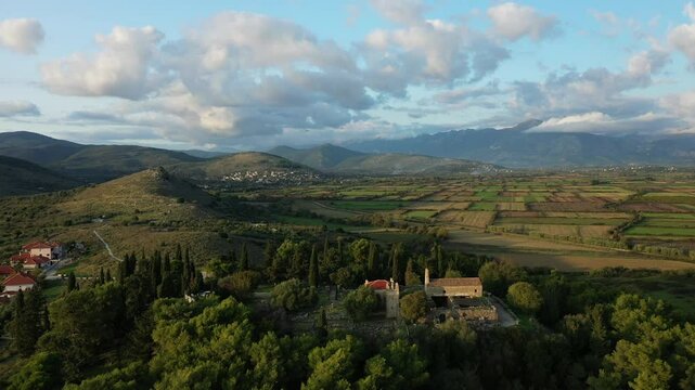 The Necromansion of Acheron overlooking the Greek plain in Europe, Greece, Epirus, in summer, on a sunny day.&nbsp;