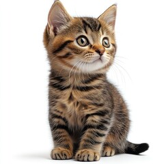 Fototapeta premium Adorable tabby kitten curiously gazing around in a cheerful interior space, full of joy