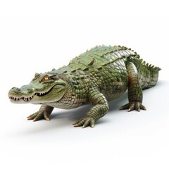 Fototapeta premium Cartoonish green crocodile poised for action.
