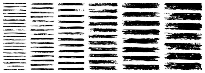 set of grunge black paint, ink brush strokes. brush collection isolated on white background. Trendy brush stroke for black ink paint,grunge backdrop, dirt banner,watercolor design and dirty texture