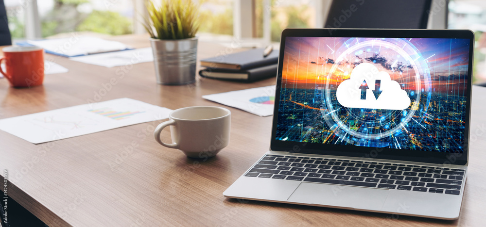 Poster cloud computing software for modish remote work and personal data storage