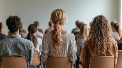 A diverse group attends an inspiring workshop, actively listening and learning together