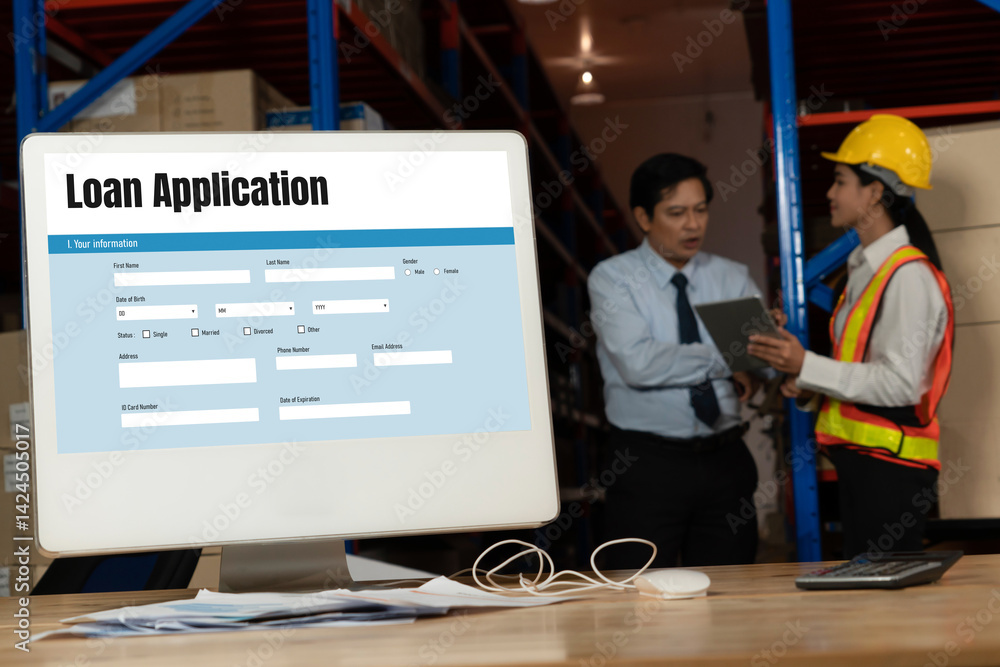 Poster online loan application form for modish digital information collection on the internet network