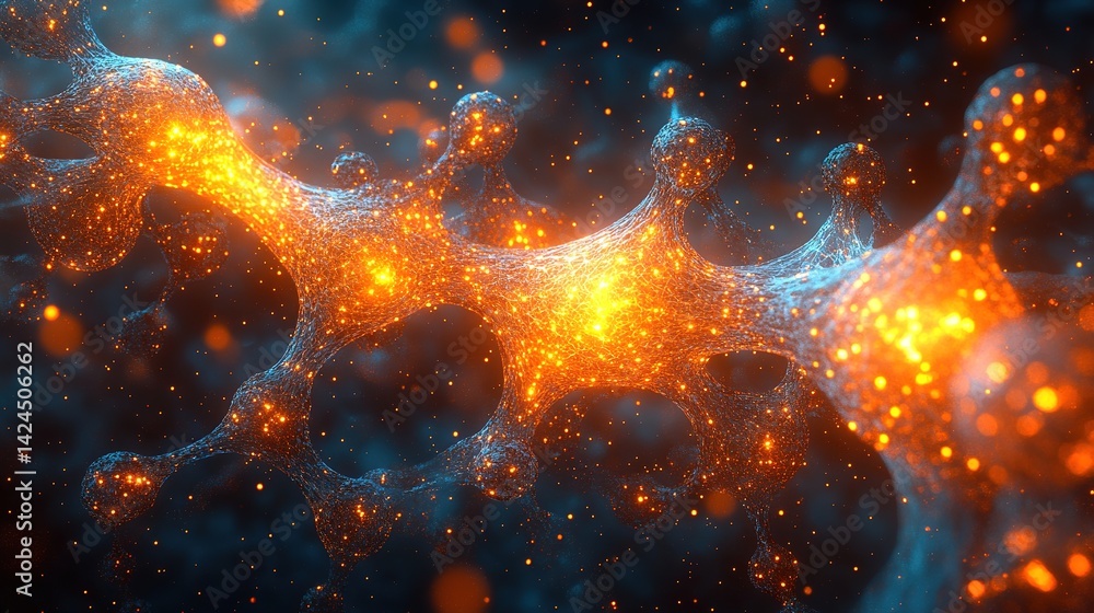 Poster abstract glowing network of interconnected nodes