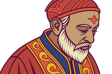 Traditional Ceremonial Robe Illustration Ornate Cultural Attire with Intricate Patterns