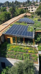 Sustainable Rooftop Garden with Solar Panels