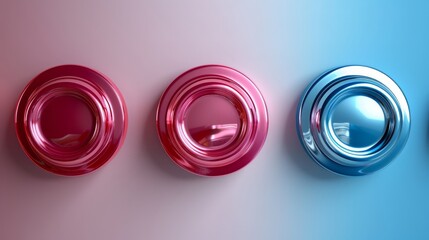 Modern circular toggle switches in various on off states with glossy 3d effect for app interface